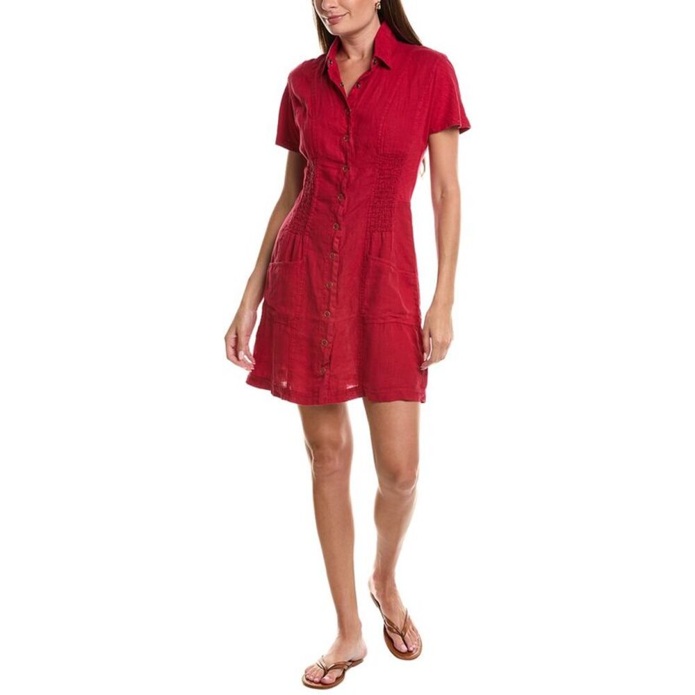 Xcvi Womens Mikel Linen Shirtdress, Red